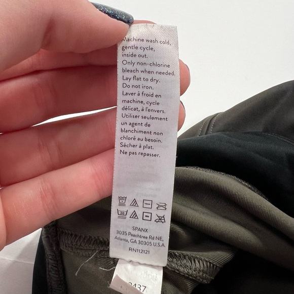 SPANX Faux Leather Shiny Shaping Leggings - dark olive green, L - Picture 7 of 13